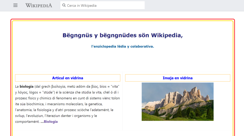 Wikipedia versione in lingua ladina